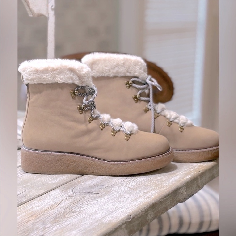 J.Crew Lace-Up Fur Lined Hiking Boots. Women's Sz. 12 Warm | Neutral | Cozy NWOT - Picture 10 of 11